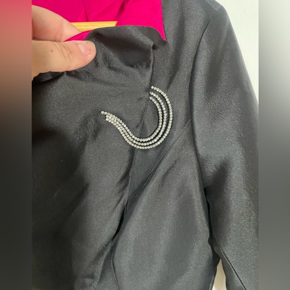 Rickie Freeman Teri Jon Dress Size 8 Black Pink Silk Wool Party Wedding Cocktail - Picture 5 of 9